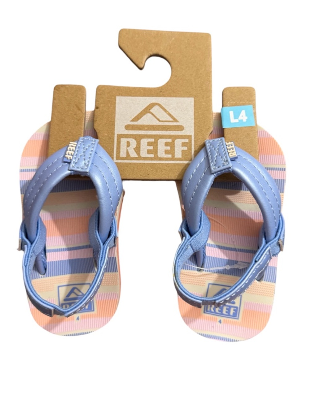 Reef Toddler Sandals in Light Blue and Pastel Pink Stripes